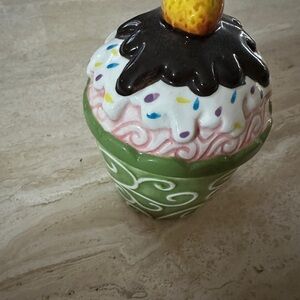 Kirklands Whimsical Ceramic Cupcake Decor Trinket Box